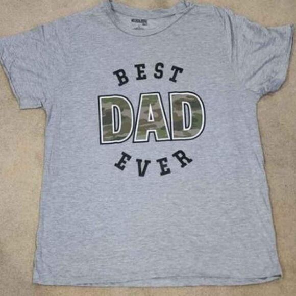 Men's XXL 2XL Fathers Day T-Shirt Best Dad Ever Graphic Tee Gray Gift Idea NEW - Picture 1 of 3
